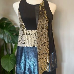 Aritiza Wilfred Sequin Patchwork Sleeveless Top